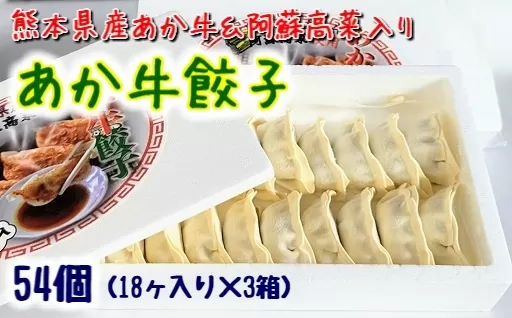 熊本県産あか牛と阿蘇高菜で作った『あか牛ぎょうざ』54個（18ヶ入り×3箱セット）