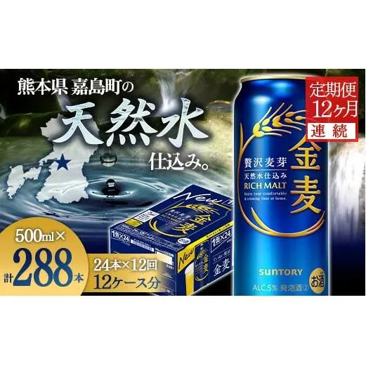 FK7-0091_【12ヶ月連続】サントリー金麦500ml×1ケース(24本） 熊本県 嘉島町 ビール