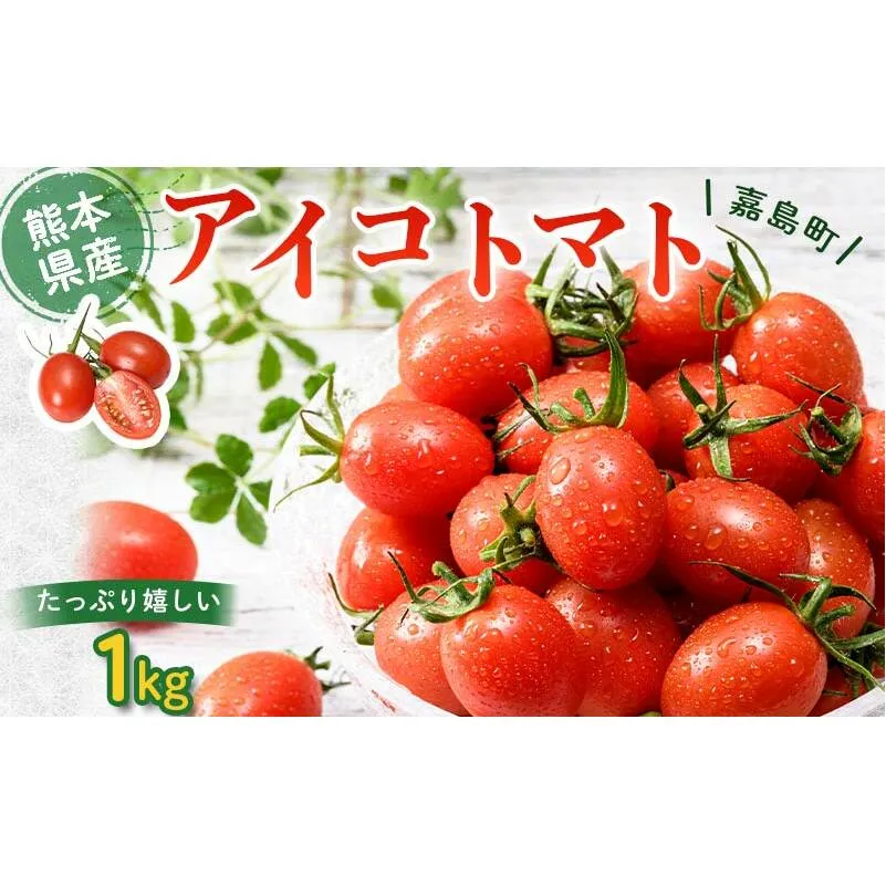 FK7-0205_ 嘉島町産アイコトマト1kg もぎたて 産地直送 産直 有機肥料 甘い フルーティー ミニトマト プチトマト リコピン 新鮮 フレッシュ サラダ 朝食 野菜 食品