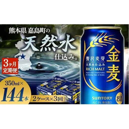 FK7-0078_【3ヶ月定期便】サントリー 金麦 350ml×48缶（2ケース） 熊本県 嘉島町 ビール
