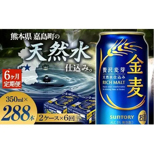 FK7-0081_【6ヶ月定期便】サントリー 金麦 350ml×48缶（2ケース） 熊本県 嘉島町 ビール