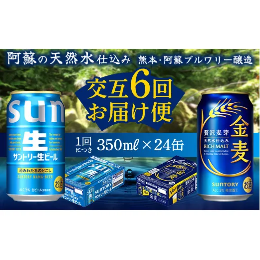 FK7-0172_【サントリー生ビール・金麦交互6回定期便】各350ml ×24本 熊本県 嘉島町 ビール ギフト 贈り物 酒 アルコール