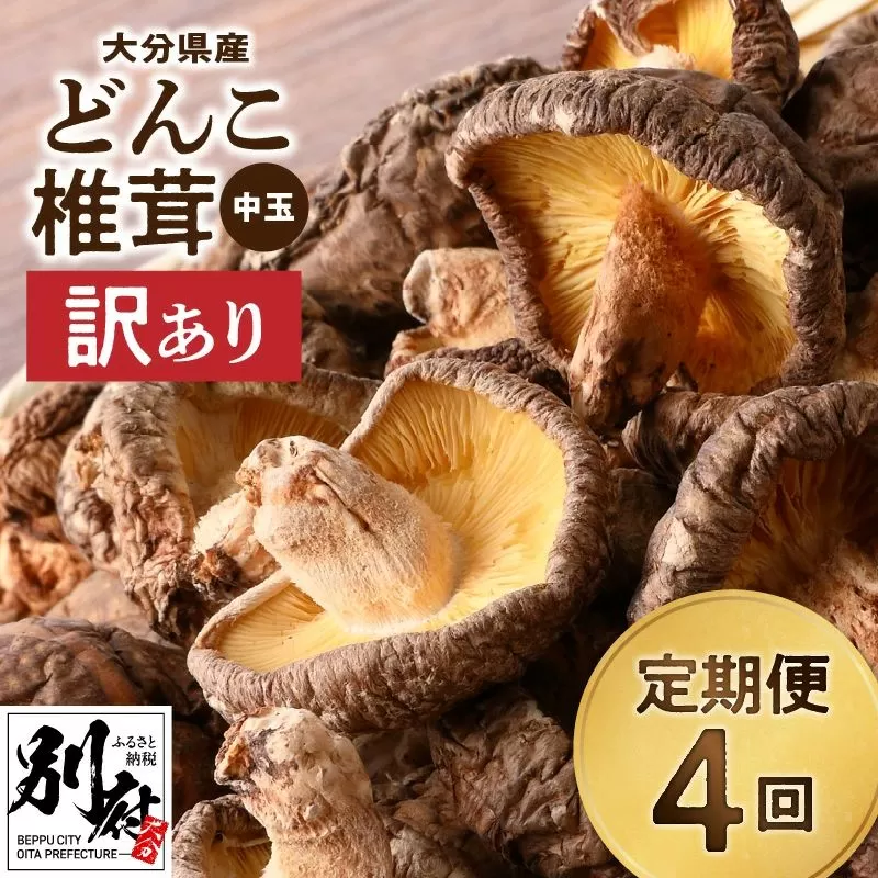 【定期便年4回（3ヵ月に1回）】大分県産中玉どんこ椎茸300ｇ 原木栽培 干し椎茸 訳あり