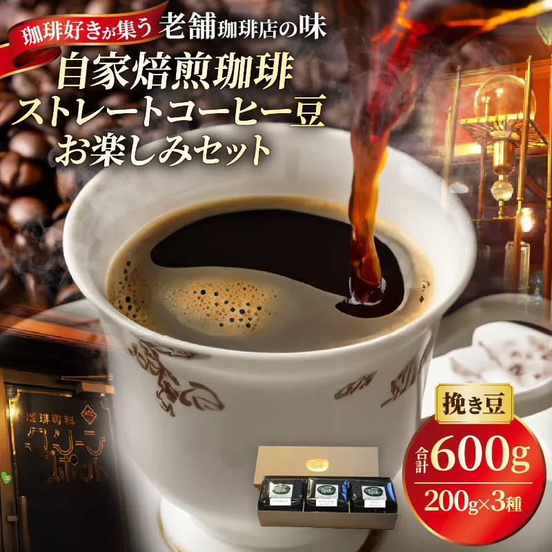 『自家焙煎珈琲』ストレートコーヒー豆お楽しみセット(3種類)