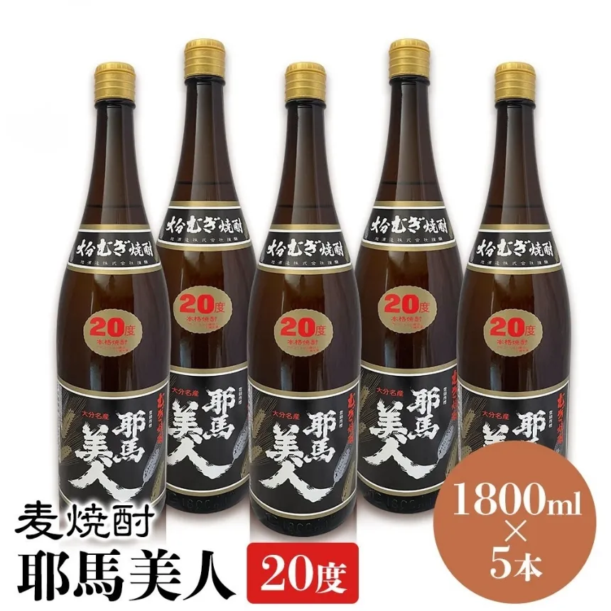 麦焼酎 耶馬美人 20度 1,800ml×5本 | 大分県中津市の地酒 焼酎 酒 アルコール 大分県産 九州産 中津市 国産 送料無料