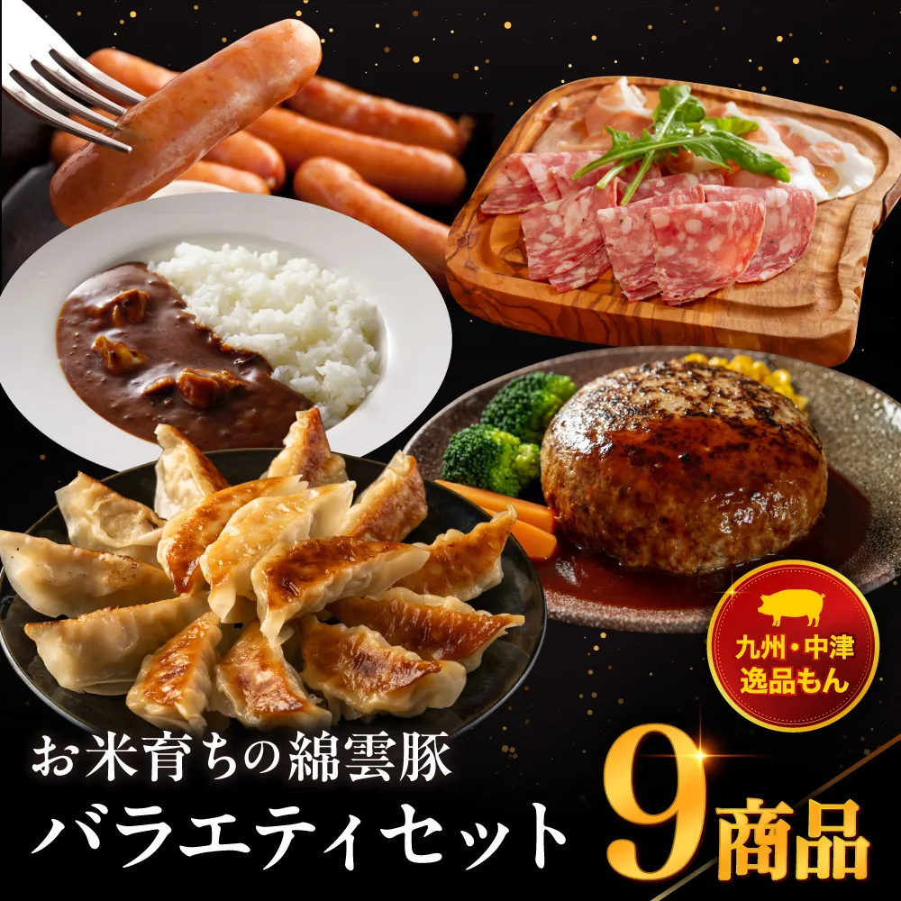 お米育ちの錦雲豚バラエティギフト ハム類・餃子・ハンバーグ・カレー セット | ブランド豚 惣菜 九州産 大分県産 国産 冷凍 送料無料