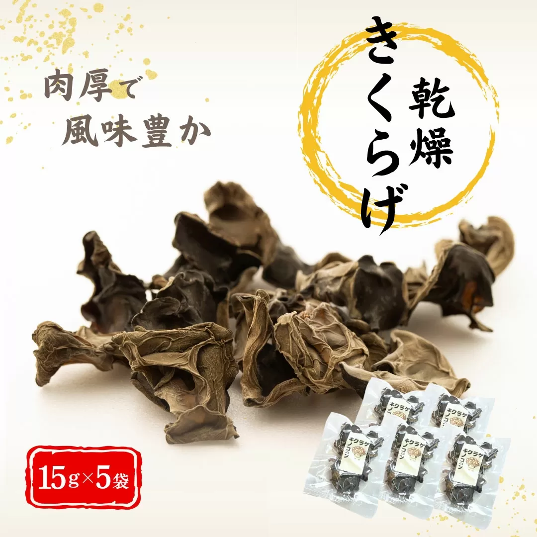 津久見産の肉厚乾燥きくらげ 15g×5袋 | キクラゲ 木耳 九州 大分県 【tsu005425】