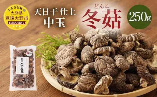 015-295x2 豊後大野市産 天日干仕上 中玉 冬??どんこ 250g 干ししいたけ 椎茸
