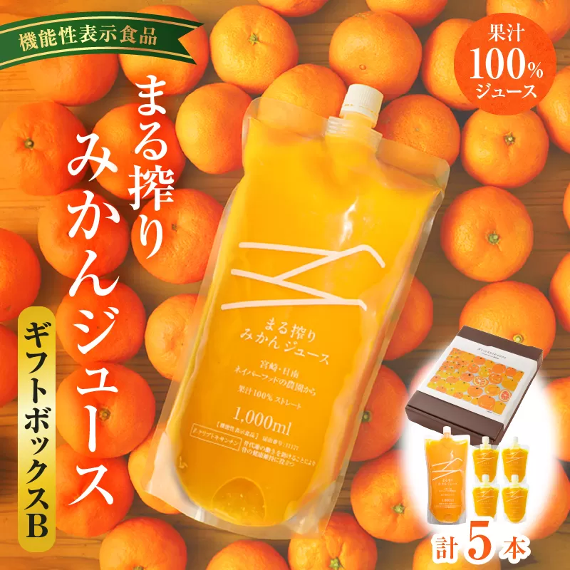 宮崎県産 まる搾りみかんジュース ギフトボックスB 1,000ml×1本、220ml×4本_M249-011-02