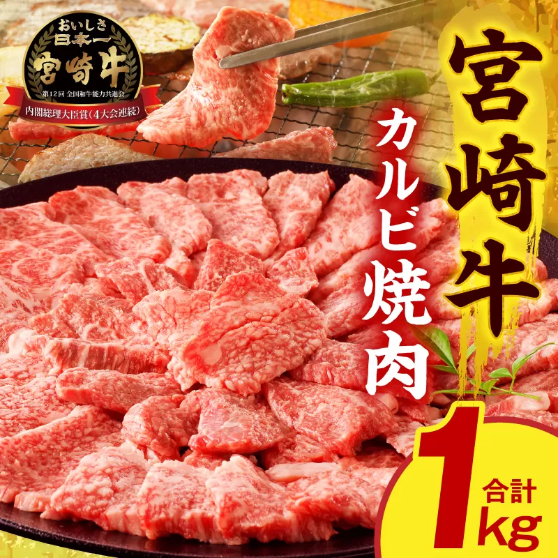 宮崎牛 カルビ焼肉1kg_M389-009-02