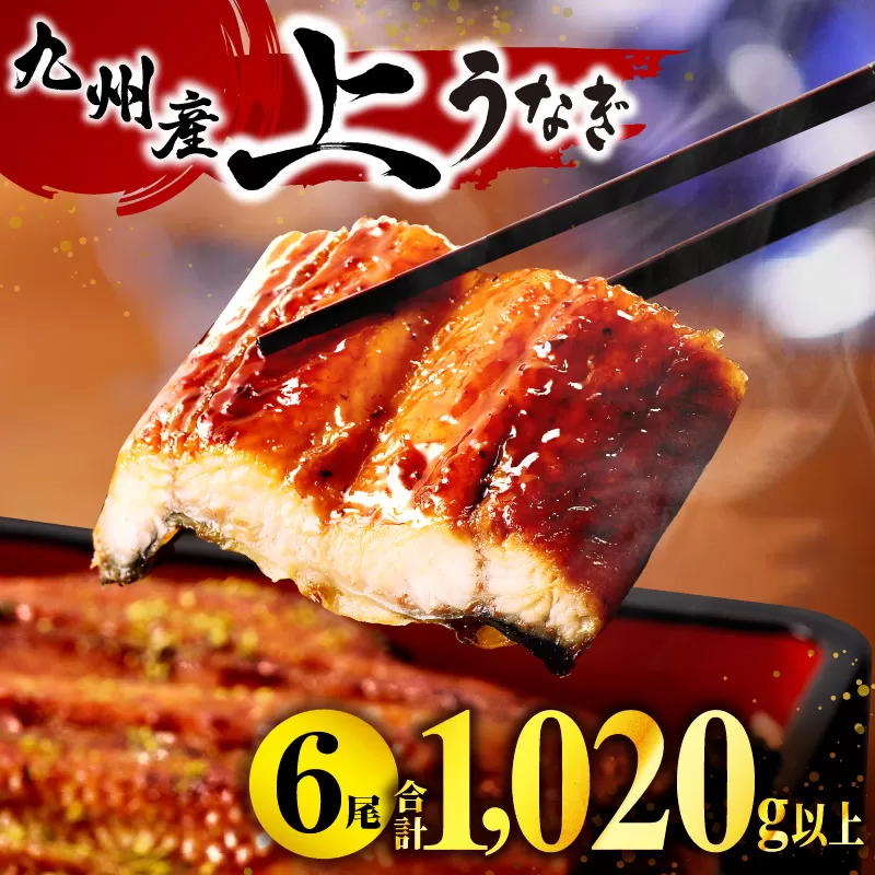 九州産うなぎ蒲焼6尾(計1,020g&さんしょう、たれ付き)_M040-013_01
