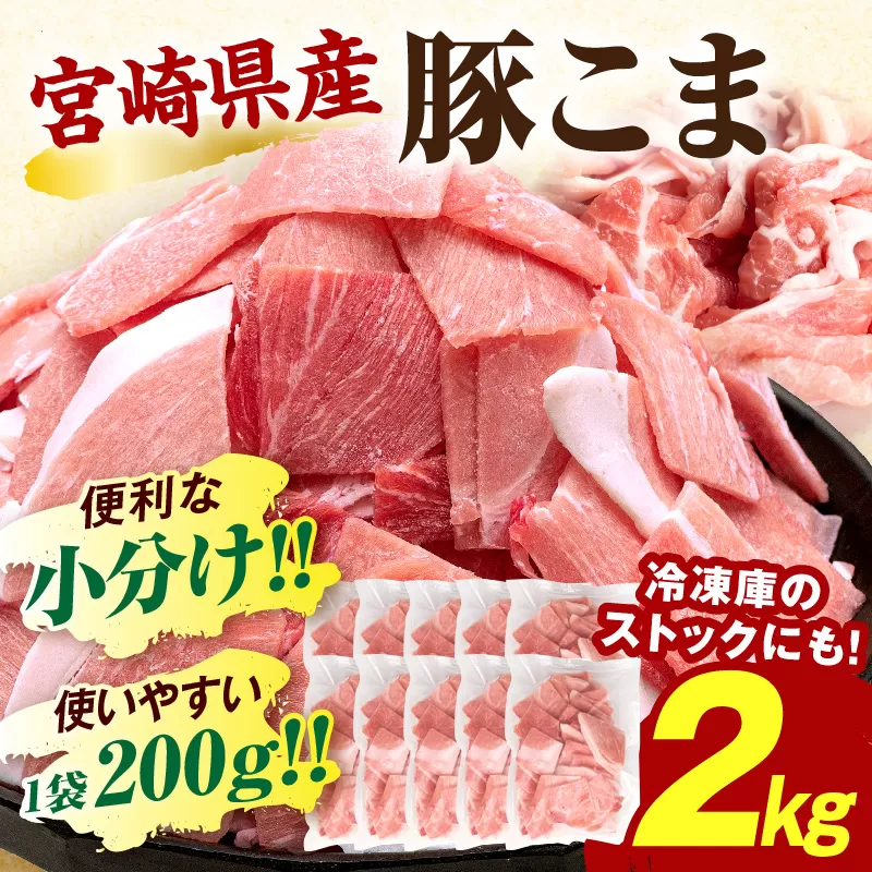 宮崎県産豚肉小間切れ 200g×10パック_M109-024-01