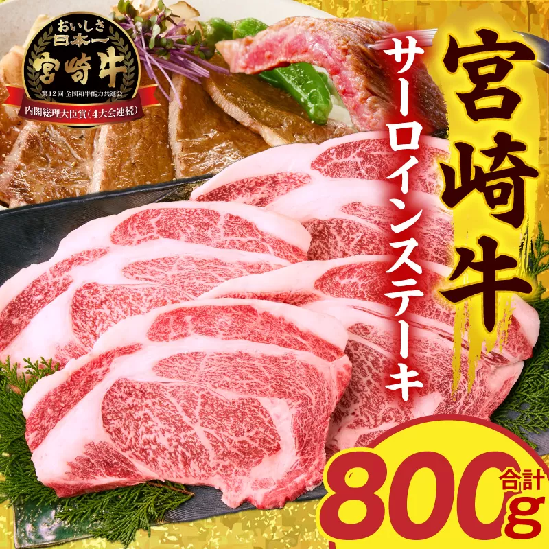 宮崎牛サーロインステーキ4枚 合計800g_M389-007-03