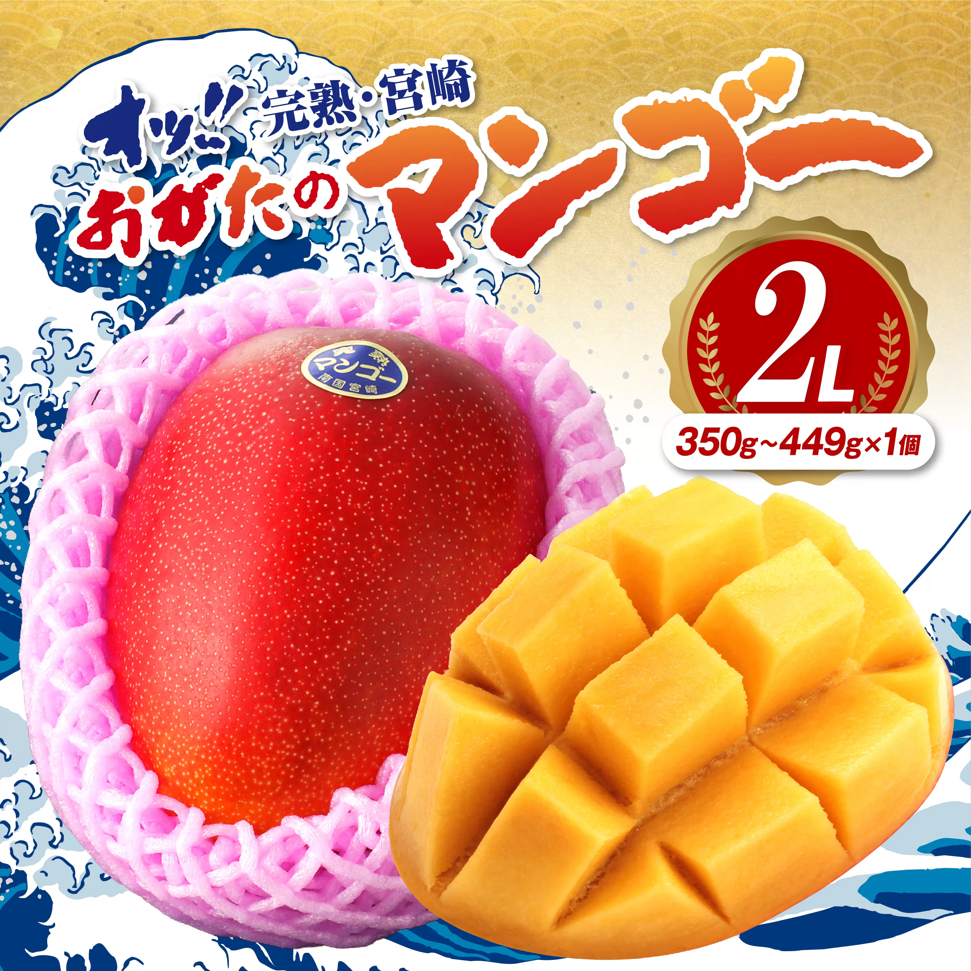 【期間・数量限定】おがたのマンゴー　完熟宮崎マンゴー　2Lサイズ（350～449g）×1個_M161-009_01