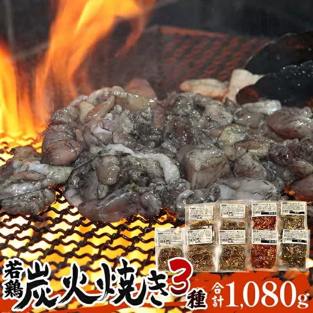 宮崎「小料理ひゅう」県産若鶏炭火焼き3種 計1.08kg_M210-004_03