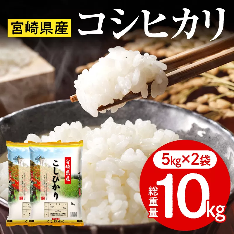 《令和7年産》宮崎県産コシヒカリ 合計10kg(5kg×2袋)_M181-001