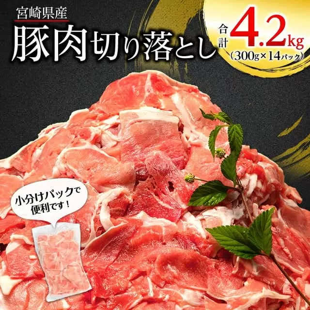 宮崎県産 豚肉切り落とし 合計4.2kg(300g×14パック)_M262-001