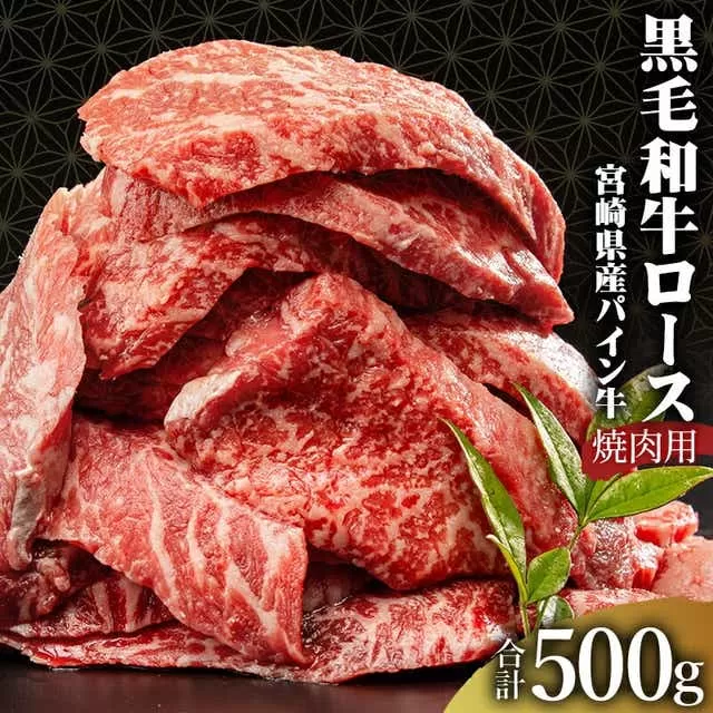 宮崎県産 黒毛和牛 パイン牛 ロース 焼肉 500g_M226-001