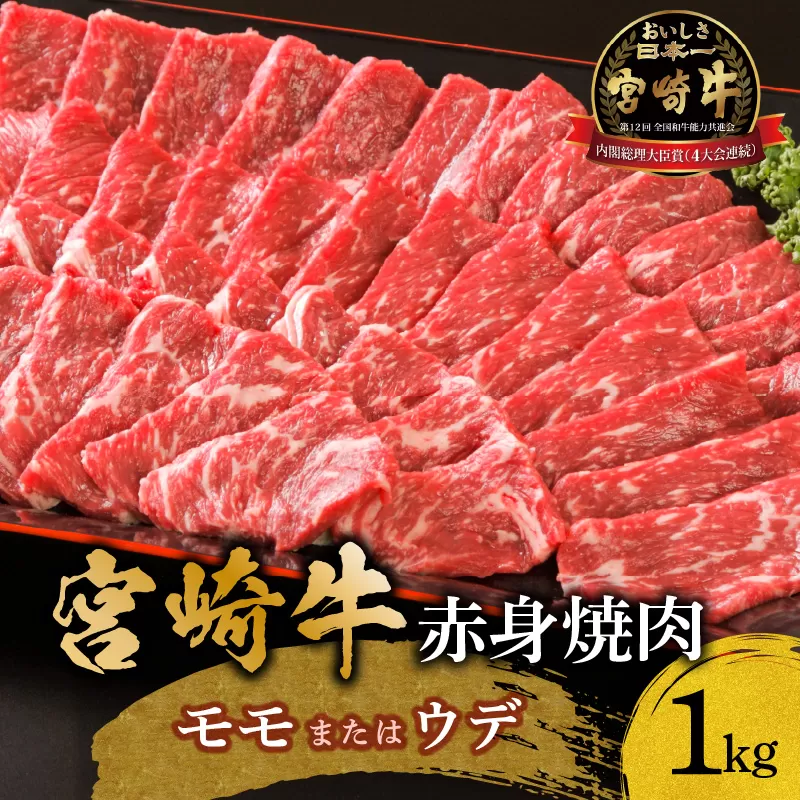 宮崎牛 モモ or ウデ 赤身焼肉1kg_M299-003