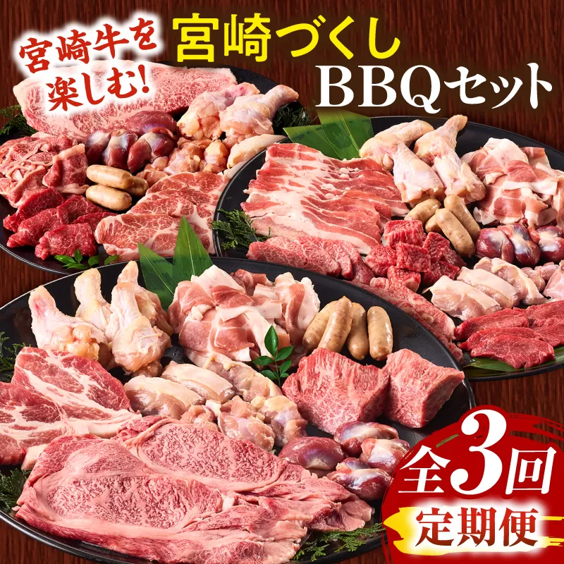 【定期便全3回】宮崎牛を楽しむ！宮崎づくしBBQセット_M243-T008