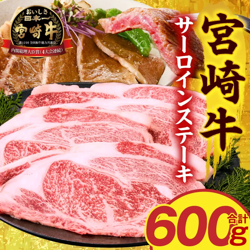 宮崎牛サーロインステーキ3枚 合計600g_M389-007-02