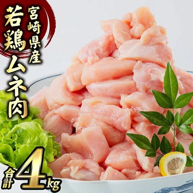 宮崎県産若鶏 むね肉 4kg（250g×16パック）_M146-009_01