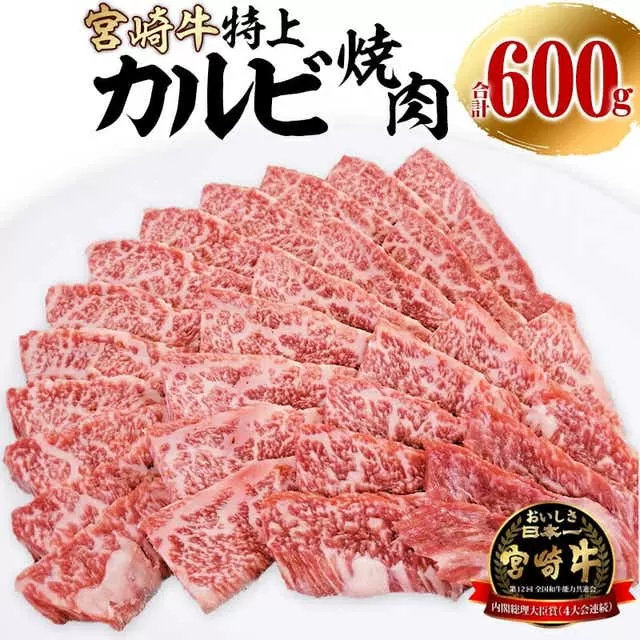 宮崎牛 特上カルビ (三角バラ) 焼肉用 150g×4パック 合計600g_M243-009_01