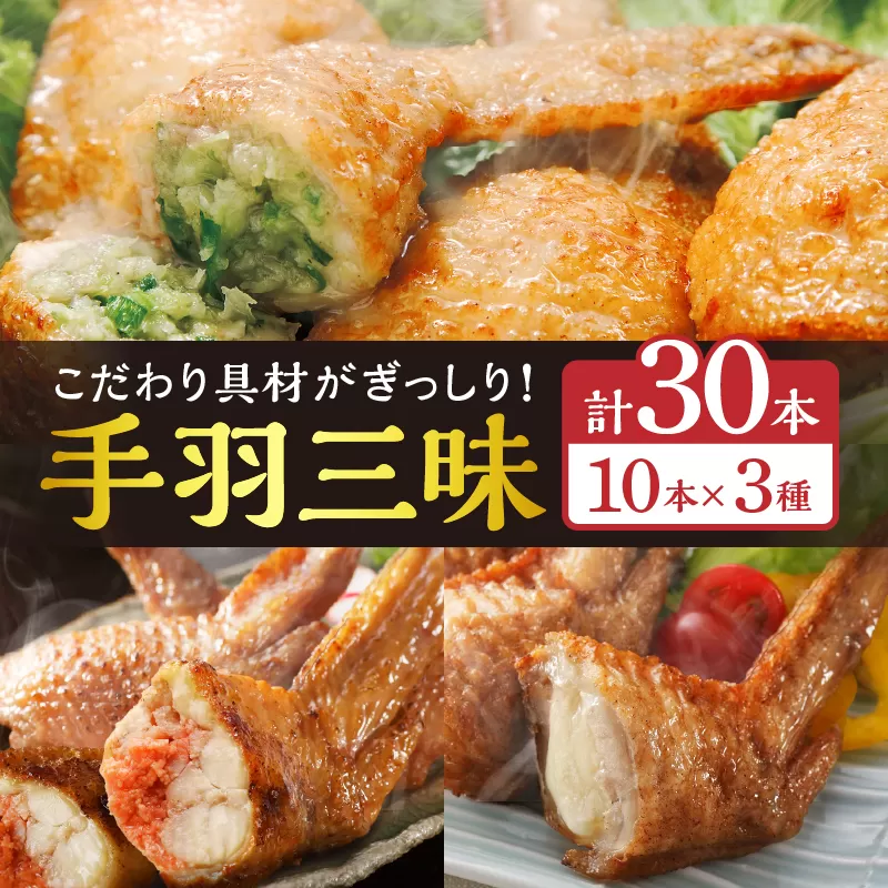 手羽先3種セット(手羽先餃子・手羽先明太・手羽先チーズ)各10本入り_M025-001-02