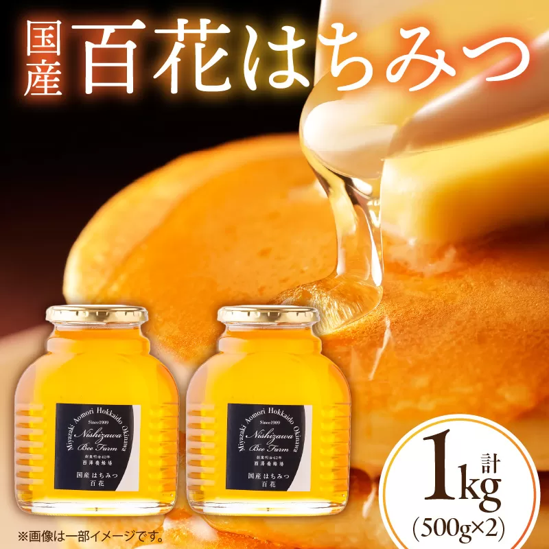 国産百花はちみつ500g×2本_M075-004-02