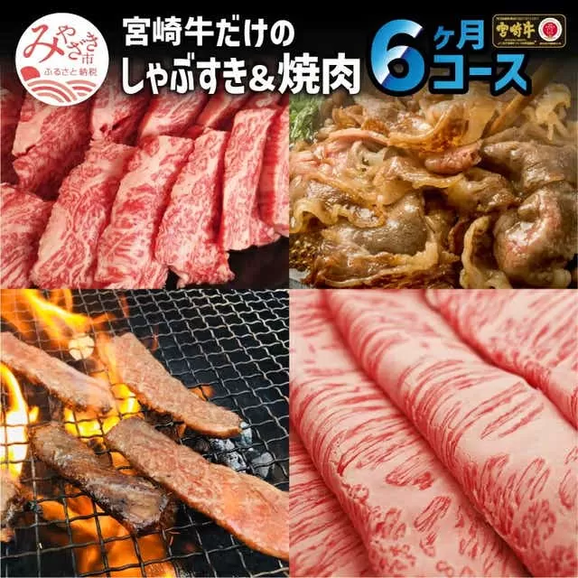 定期便 宮崎牛だけのしゃぶすき&焼肉 6ヶ月 コース_M109-T022