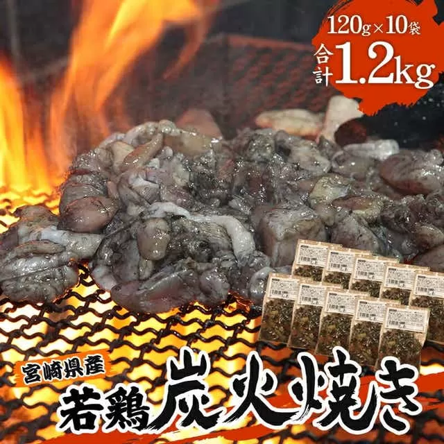  宮崎の名店「小料理ひゅう」県産若鶏炭火焼き冷凍パック 120g×10袋_M210-001_01