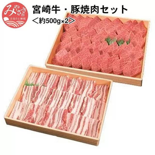 宮崎牛(約500g)・宮崎ブランドポーク(約500g)焼肉セット_M055-005_01