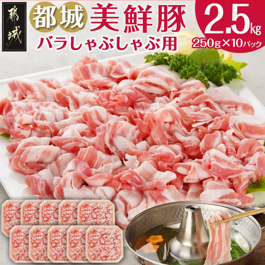 「都城美鮮豚」バラしゃぶ2.5kg_AC-5402_(都城市) 豚肉 ブランド豚 都城美鮮豚 銘柄豚 豚バラしゃぶしゃぶ肉 250g×10パック 2.5kg 炒め物 丼もの