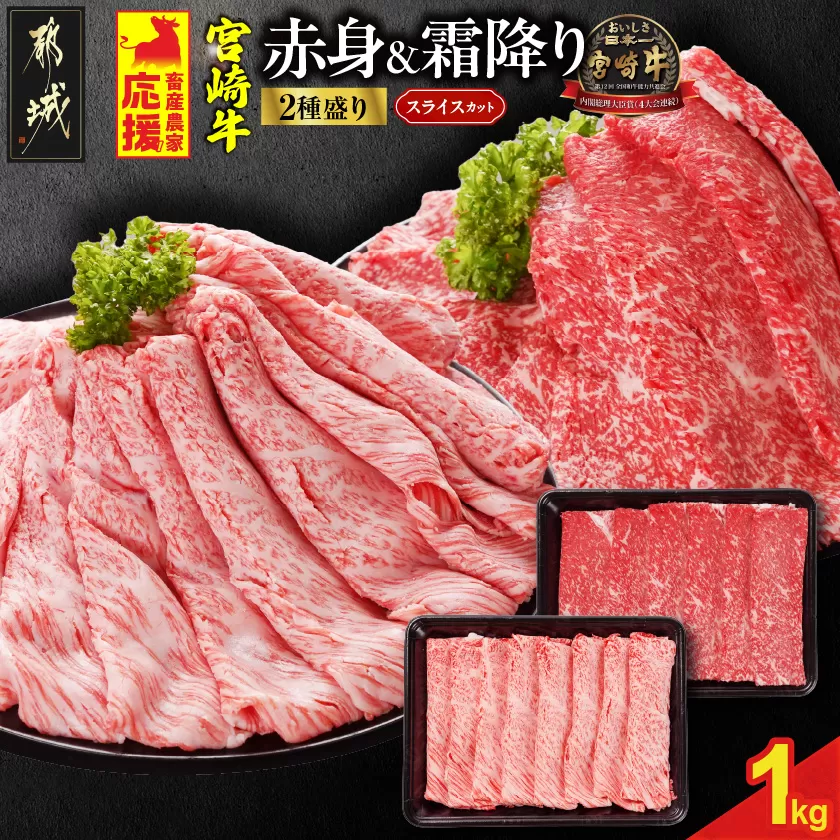 畜産農家応援! 宮崎牛スライス2種セット500g×2パック_19E-N2-001-1000