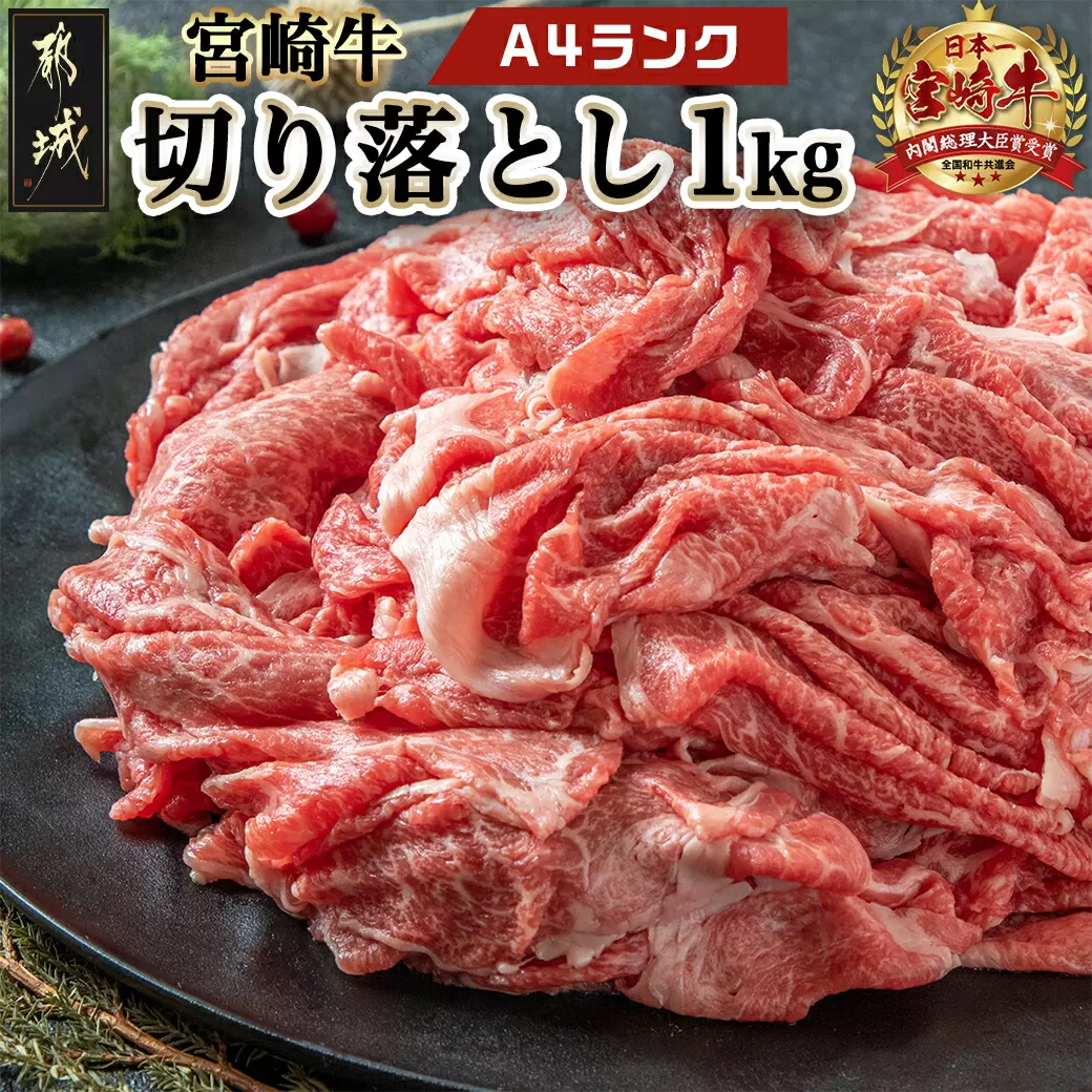 宮崎牛切り落とし1kg_MJ-8908_(都城市) 宮崎県産 宮崎牛 牛肉 A4ランク 切り落とし 切落し 250g × 4パック 小分け  1kg 牛丼 炒め物 便利