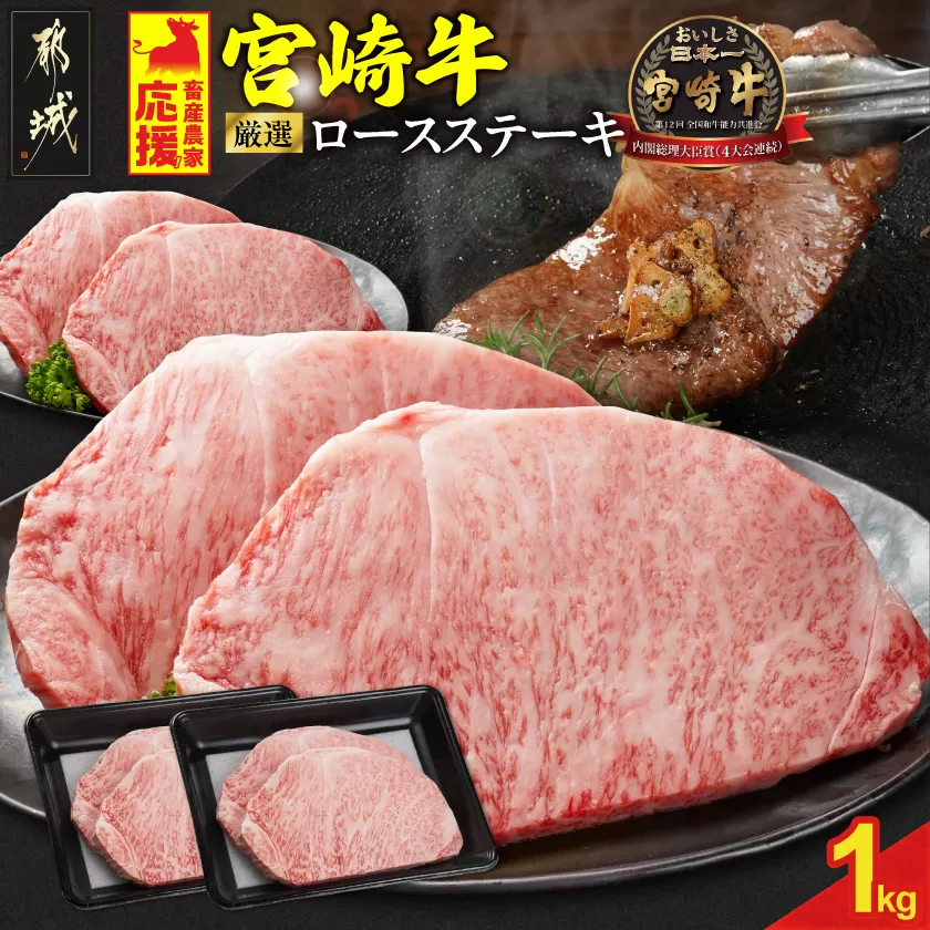 宮崎牛ロースステーキ4枚 計1000g_33-N2-011-1kg