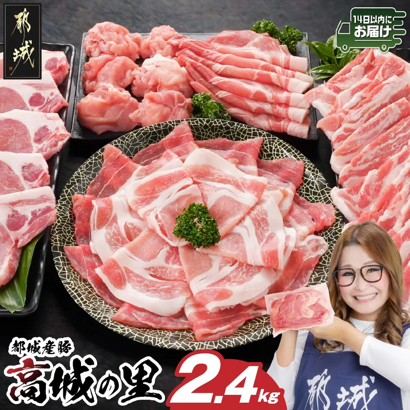 「高城の里」わくわく2.4kgセット(真空)≪みやこんじょ快速便≫_16-8401-s-R_(都城市) リピーター続出‼ 豚肉 都城産豚 高城の里 しゃぶしゃぶ バラ 焼肉 切り落とし 肩ローススライス ロース とんかつ  ブランド豚