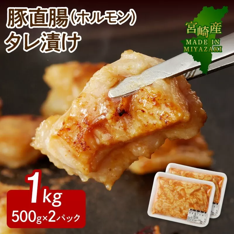 【宮崎産】豚直腸(ホルモン)タレ漬け 1kg (500g×2) N061-YA4421