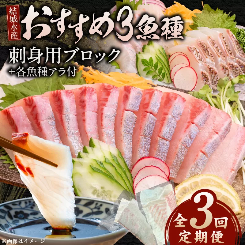 【3ヶ月定期便】(冷蔵)結城水産おすすめ！お刺身用ブロック N015-YD0239