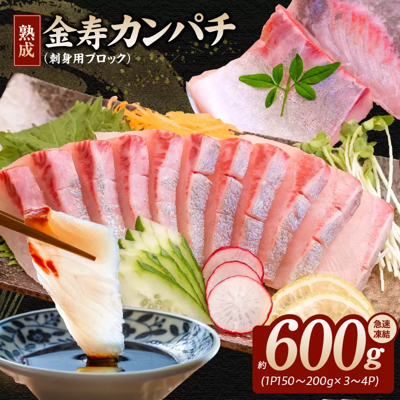 熟成金寿カンパチ刺身用ブロック600ｇ(急速凍結) N015-YA856