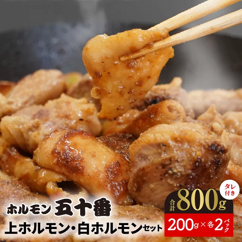 上ホルモン・白ホルモンセット(ﾀﾚ付き)200g×各2ﾊﾟｯｸ N122-YA751