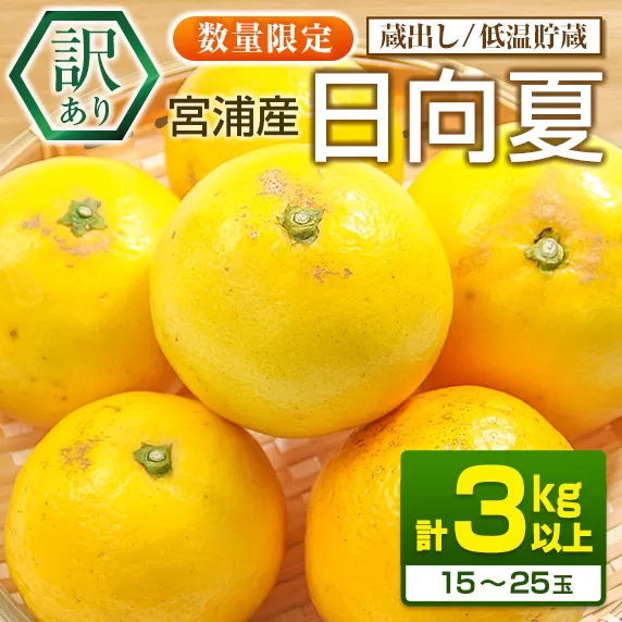先行予約 訳あり 宮浦産 蔵出し 日向夏 計3kg以上 期間限定 数量限定 フルーツ 果物 くだもの 柑橘 みかん 令和8年発送 国産 産地直送 新鮮 食品 ジュース デザート フルーツサンド おやつ ご褒美 おすそ分け ご家庭用 ご自宅用 宮崎県 日南市 送料無料_BC131-25