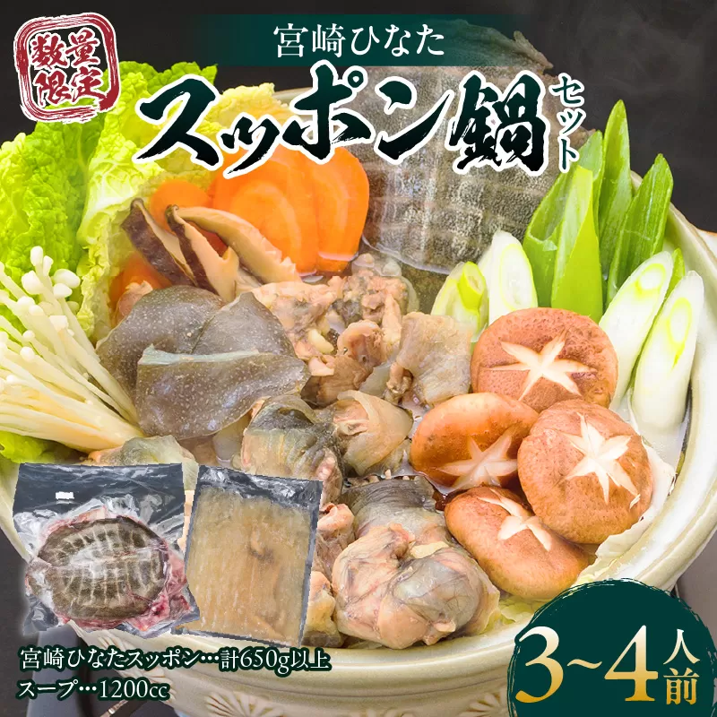 数量限定 絶品 宮崎 ひなた スッポン 鍋 セット 計650g以上 3～4人前 コラーゲン アミノ酸 ビタミン ミネラル 脂肪酸 タンパク質 食品 出汁 雑炊 簡単調理 疲労回復 健康志向 新鮮 贅沢 加工品 おすすめ 冷凍 ギフト 贈り物 国産 宮崎県 日南市 送料無料_DC23-24