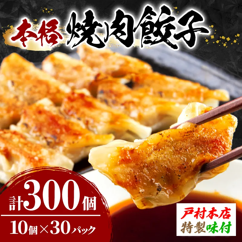焼くだけ!! 簡単調理 焼肉餃子 10個 × 30パック 計300個 小分け 宮崎 餃子 ぎょうざ ギョーザ 加工品 国産 惣菜 戸村本店 特製餃子 自家製餃子 冷凍餃子 おすすめ おかず おつまみ お弁当 おすそ分け 手土産 贈り物 ギフト プレゼント 日南市 送料無料_FG8-25