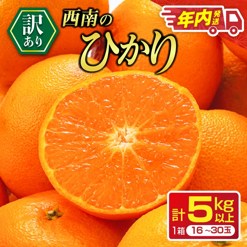 年内お届け 先行予約 訳あり 西南のひかり 5kg 希少 2026 12月発送 不揃い フルーツ くだもの 果物みかん 柑橘 蜜柑 オレンジ 国産 食品 デザート おやつ みかんジュース おすそ分け 家庭用 おすすめ 常温 選べる 宮崎県 日南市 送料無料_BC168-26