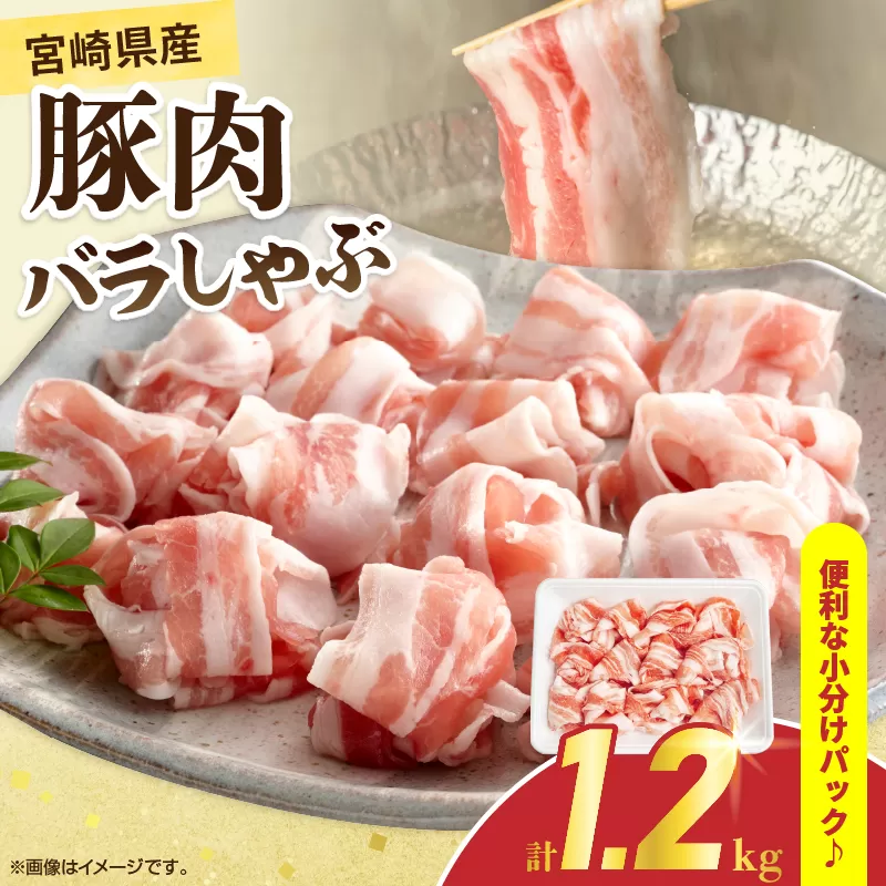 宮崎県産 豚肉 バラしゃぶ 計1.2kg 国産 食品 豚バラ スライス しゃぶしゃぶ 冷しゃぶ 鍋 炒め物 豚丼 焼肉 BBQ 個包装 小分け パック おすすめ おかず お弁当 晩ご飯 手軽 便利 万能食材 ギフト 贈り物 冷凍 日南市 送料無料_BC125-25