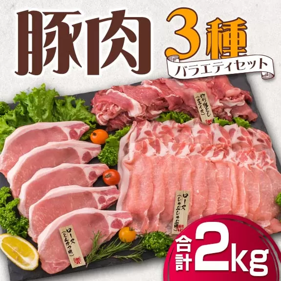 豚肉 3種 バラエティ セット 合計2kg 国産 宮崎県産 ポーク 豚ロース 切り落とし スライス おかず お弁当 おつまみ 食品 グルメ しゃぶしゃぶ とんかつ用 万能食材 焼肉 詰め合わせ 小分け 人気 おすすめ お取り寄せ おすそ分け 日南市 ミヤチク 送料無料_BB120-23