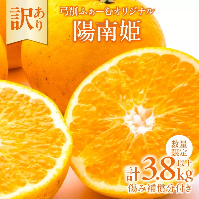 先行予約 訳あり オリジナル ブランド 陽南姫 計3.8kg以上 傷み補償分付き 令和8年発送 期間限定 数量限定 フルーツ 果物 くだもの 柑橘 みかん 訳アリ 家庭用 不揃い 傷 規格外 国産 食品 デザート ジュース おやつ 希少 おすすめ 宮崎県 日南市 送料無料_AAV4-25