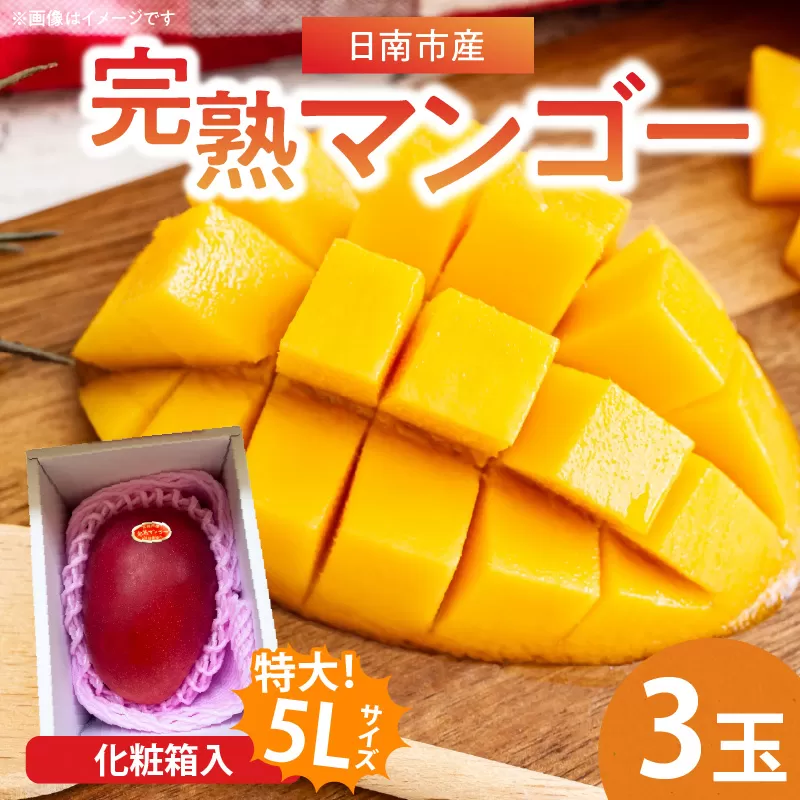 特大5Lサイズ 数量限定 日南市産 完熟マンゴー 3玉 化粧箱入り 期間限定 フルーツ 果物 くだもの 国産 食品 デザート おすすめ 2025年 ご褒美 贅沢 産地直送 特大 希少 お祝 お土産 プレゼント ギフト 贈り物 宮崎県 日南市 送料無料_FF7-24