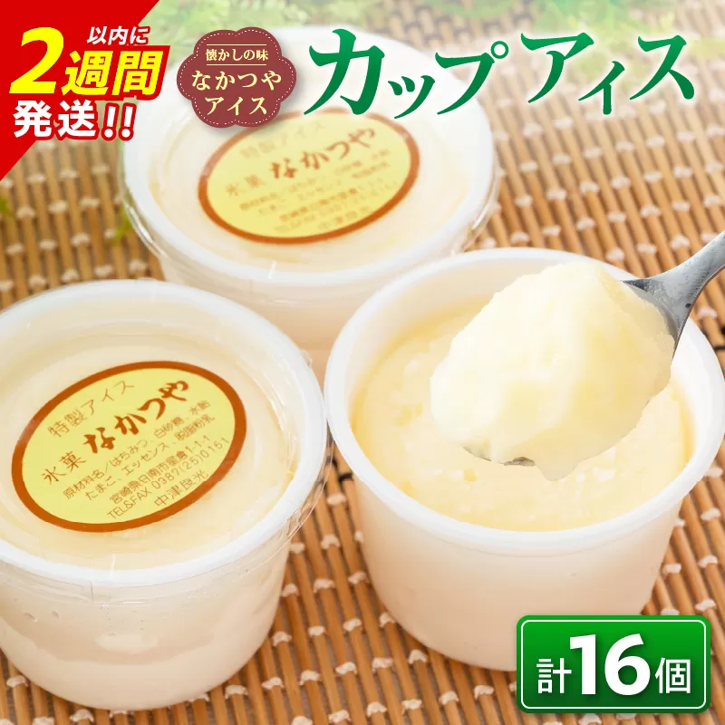 手作り アイス カップ セット 計16個 スイーツ デザート おやつ 国産 食品 加工品 お菓子 氷菓 なかつや 昔ながら 懐かしの味 ご褒美 お祝い 記念日 ギフト 贈り物 プレゼント お取り寄せ グルメ おすすめ おすそ分け 詰め合わせ 宮崎県 日南市 送料無料_CA35-23